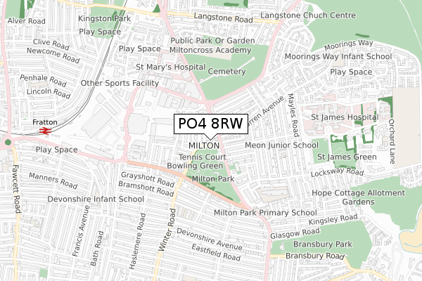 PO4 8RW map - small scale - OS Open Zoomstack (Ordnance Survey) PO4 8RW map - small scale - OS Open Zoomstack (Ordnance Survey)