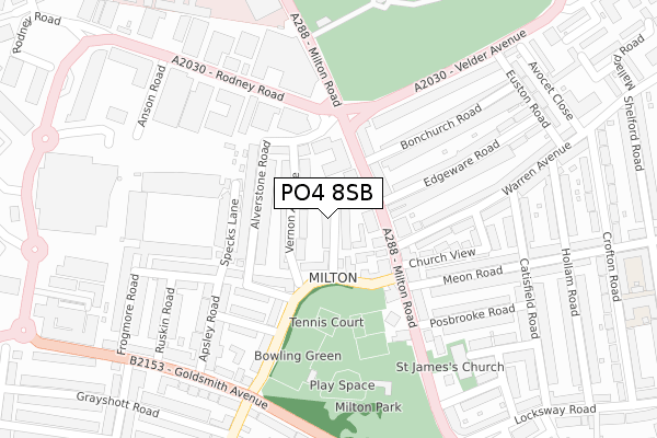PO4 8SB map - large scale - OS Open Zoomstack (Ordnance Survey)