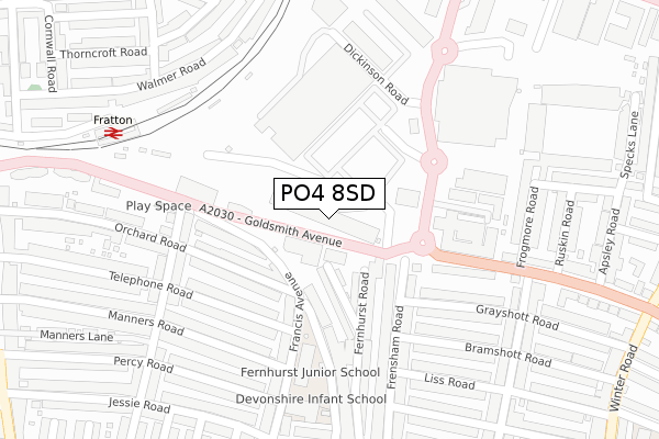 PO4 8SD map - large scale - OS Open Zoomstack (Ordnance Survey) PO4 8SD map - large scale - OS Open Zoomstack (Ordnance Survey)