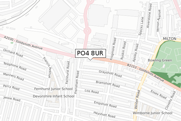 PO4 8UR map - large scale - OS Open Zoomstack (Ordnance Survey) PO4 8UR map - large scale - OS Open Zoomstack (Ordnance Survey)