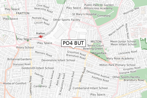 PO4 8UT map - small scale - OS Open Zoomstack (Ordnance Survey)