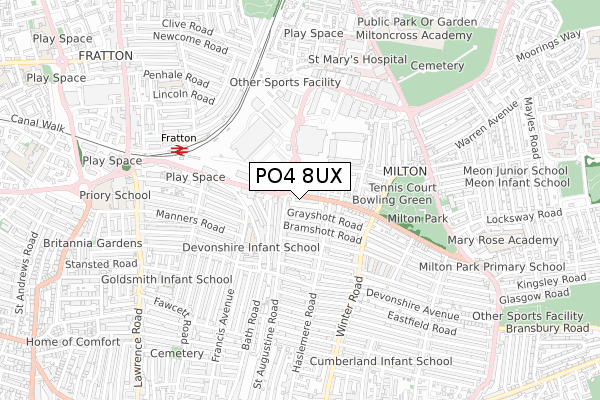 PO4 8UX map - small scale - OS Open Zoomstack (Ordnance Survey) PO4 8UX map - small scale - OS Open Zoomstack (Ordnance Survey)