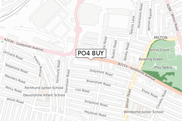 PO4 8UY map - large scale - OS Open Zoomstack (Ordnance Survey)