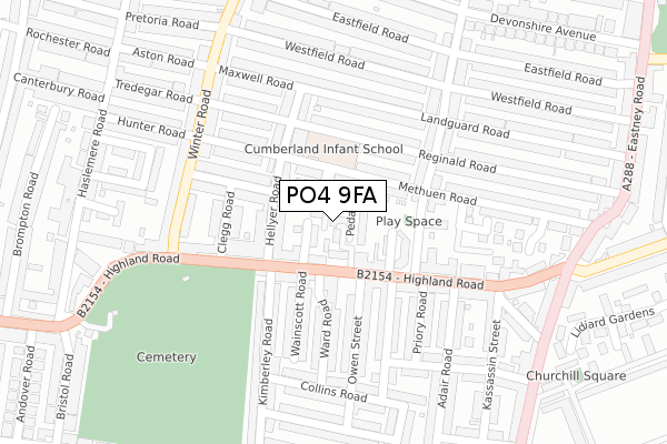 PO4 9FA map - large scale - OS Open Zoomstack (Ordnance Survey)