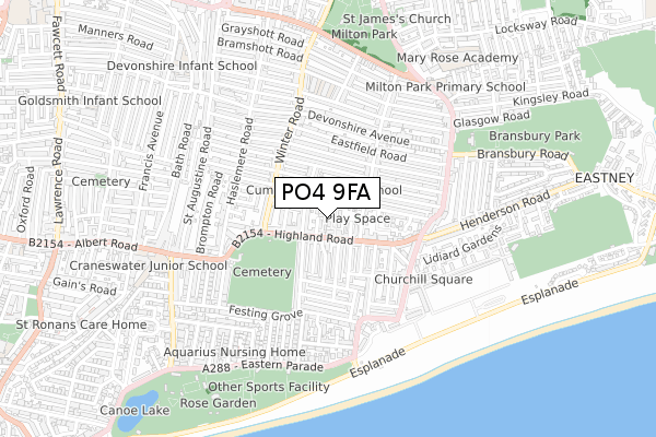 PO4 9FA map - small scale - OS Open Zoomstack (Ordnance Survey) PO4 9FA map - small scale - OS Open Zoomstack (Ordnance Survey)