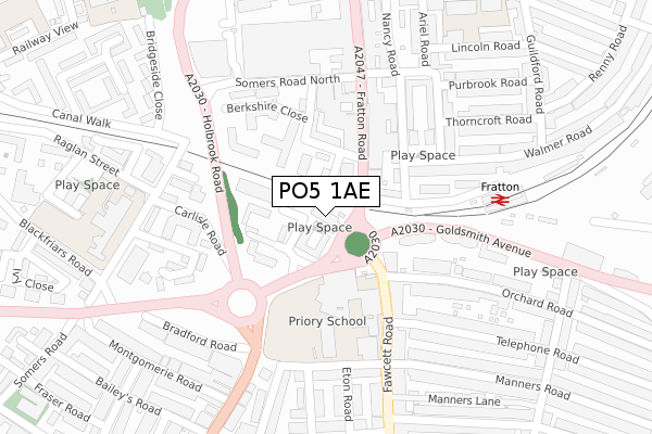 PO5 1AE map - large scale - OS Open Zoomstack (Ordnance Survey)