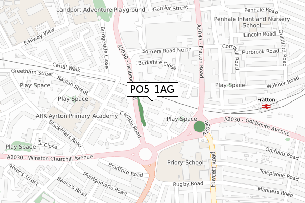 PO5 1AG map - large scale - OS Open Zoomstack (Ordnance Survey)