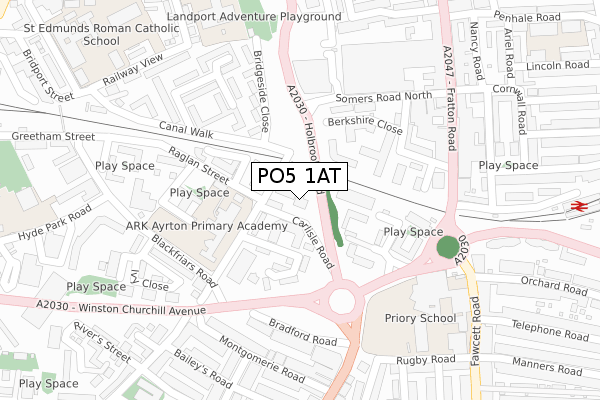 PO5 1AT map - large scale - OS Open Zoomstack (Ordnance Survey)