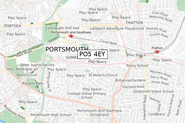 PO5 4EY map - small scale - OS Open Zoomstack (Ordnance Survey)