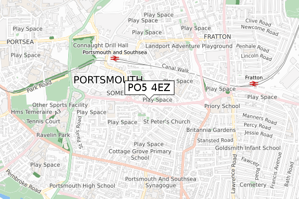 PO5 4EZ map - small scale - OS Open Zoomstack (Ordnance Survey)