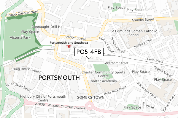 PO5 4FB map - large scale - OS Open Zoomstack (Ordnance Survey)