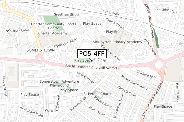 PO5 4FF map - large scale - OS Open Zoomstack (Ordnance Survey)
