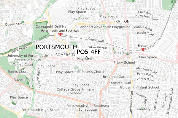 PO5 4FF map - small scale - OS Open Zoomstack (Ordnance Survey)