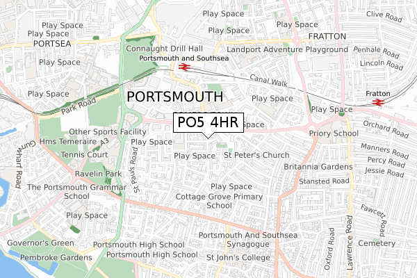 PO5 4HR map - small scale - OS Open Zoomstack (Ordnance Survey)