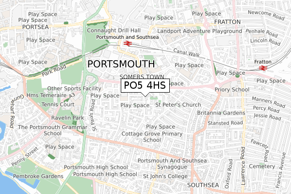 PO5 4HS map - small scale - OS Open Zoomstack (Ordnance Survey)