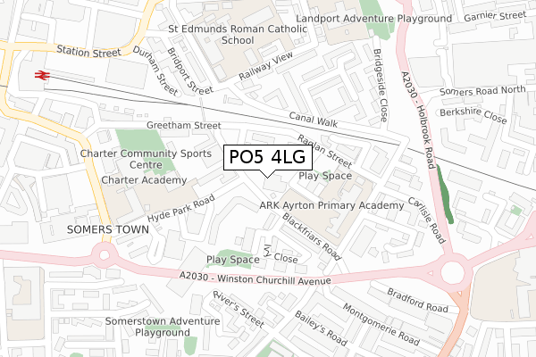 PO5 4LG map - large scale - OS Open Zoomstack (Ordnance Survey)