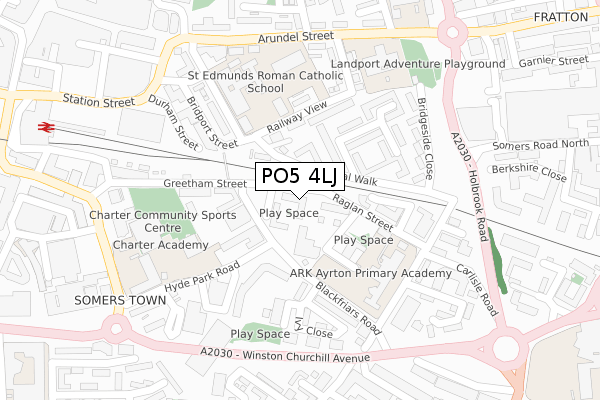 PO5 4LJ map - large scale - OS Open Zoomstack (Ordnance Survey)