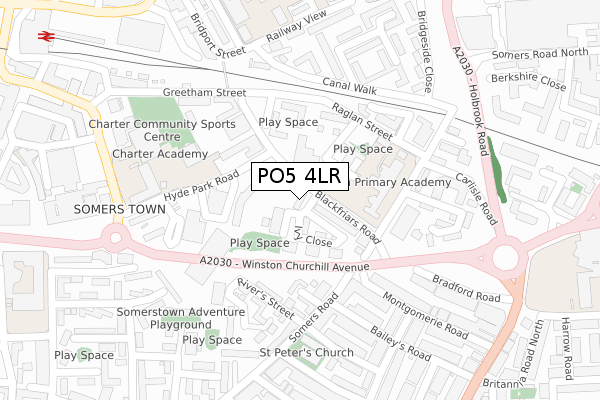 PO5 4LR map - large scale - OS Open Zoomstack (Ordnance Survey)