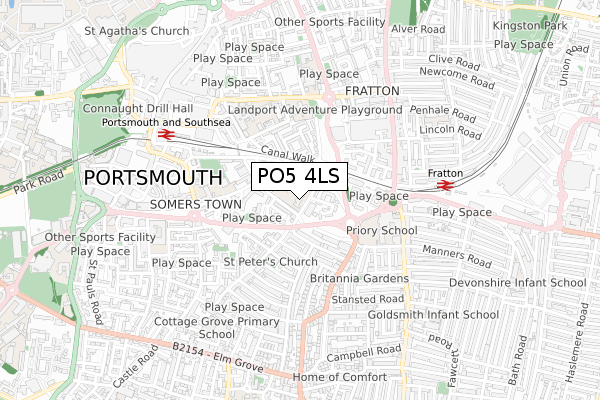 PO5 4LS map - small scale - OS Open Zoomstack (Ordnance Survey)