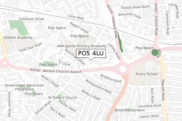 PO5 4LU map - large scale - OS Open Zoomstack (Ordnance Survey)