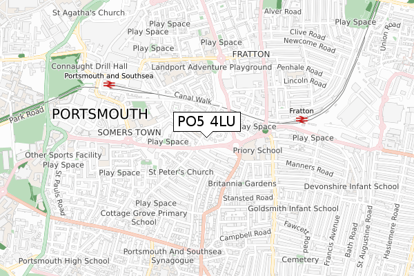 PO5 4LU map - small scale - OS Open Zoomstack (Ordnance Survey)