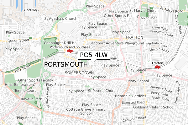 PO5 4LW map - small scale - OS Open Zoomstack (Ordnance Survey) PO5 4LW map - small scale - OS Open Zoomstack (Ordnance Survey)