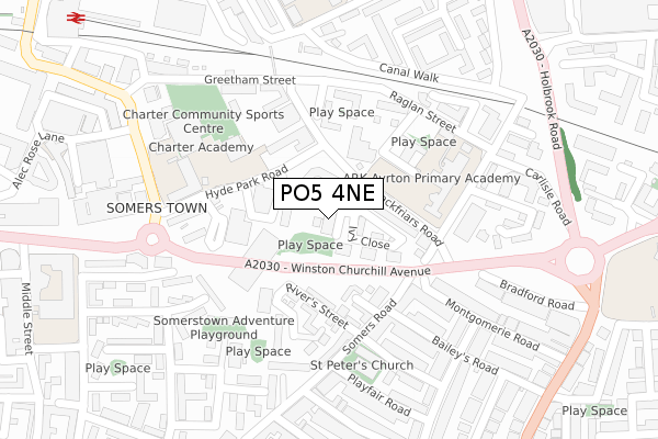PO5 4NE map - large scale - OS Open Zoomstack (Ordnance Survey)