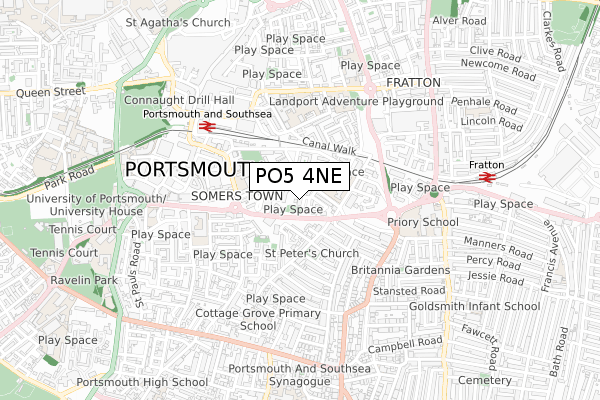 PO5 4NE map - small scale - OS Open Zoomstack (Ordnance Survey)