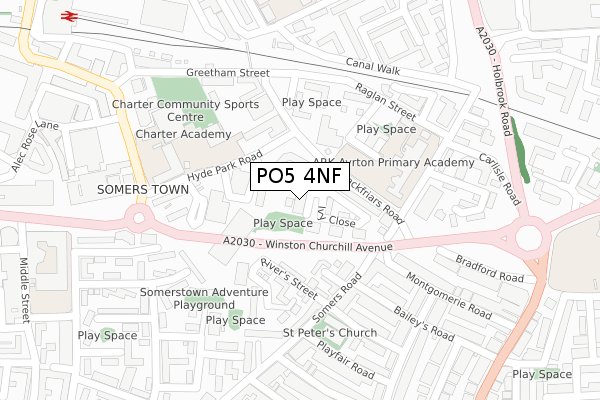 PO5 4NF map - large scale - OS Open Zoomstack (Ordnance Survey)