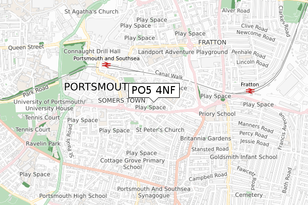 PO5 4NF map - small scale - OS Open Zoomstack (Ordnance Survey)