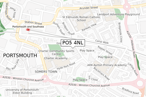 PO5 4NL map - large scale - OS Open Zoomstack (Ordnance Survey)