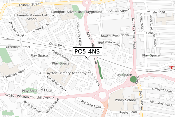 PO5 4NS map - large scale - OS Open Zoomstack (Ordnance Survey)