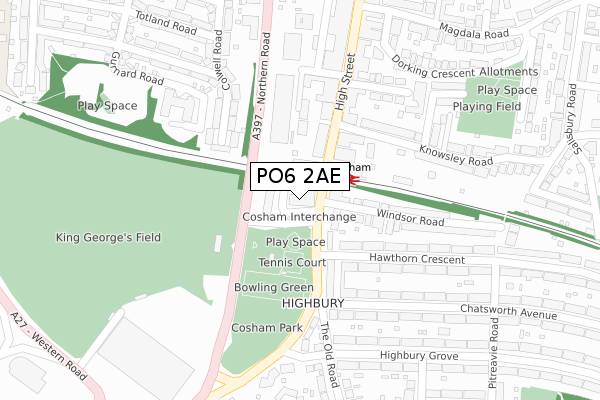 PO6 2AE map - large scale - OS Open Zoomstack (Ordnance Survey)