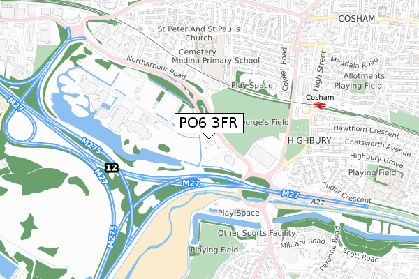 PO6 3FR map - small scale - OS Open Zoomstack (Ordnance Survey)