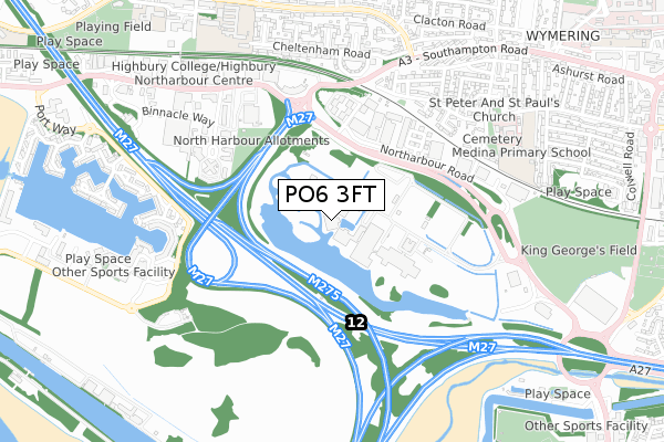 PO6 3FT map - small scale - OS Open Zoomstack (Ordnance Survey)
