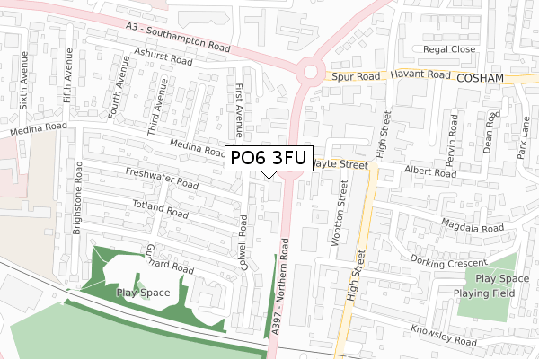 PO6 3FU map - large scale - OS Open Zoomstack (Ordnance Survey)