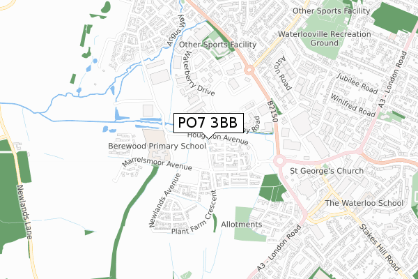 PO7 3BB map - small scale - OS Open Zoomstack (Ordnance Survey) PO7 3BB map - small scale - OS Open Zoomstack (Ordnance Survey)
