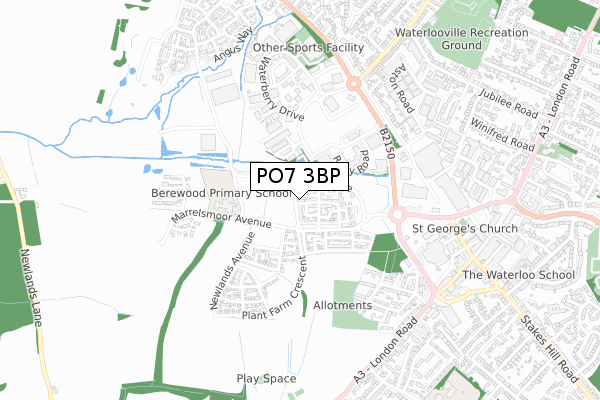PO7 3BP map - small scale - OS Open Zoomstack (Ordnance Survey) PO7 3BP map - small scale - OS Open Zoomstack (Ordnance Survey)