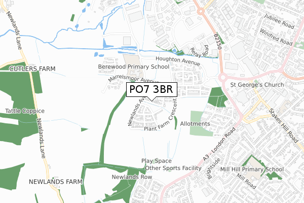 PO7 3BR map - small scale - OS Open Zoomstack (Ordnance Survey) PO7 3BR map - small scale - OS Open Zoomstack (Ordnance Survey)