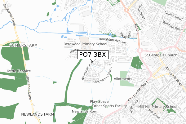 PO7 3BX map - small scale - OS Open Zoomstack (Ordnance Survey) PO7 3BX map - small scale - OS Open Zoomstack (Ordnance Survey)