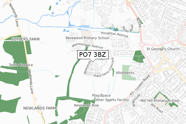PO7 3BZ map - small scale - OS Open Zoomstack (Ordnance Survey) PO7 3BZ map - small scale - OS Open Zoomstack (Ordnance Survey)