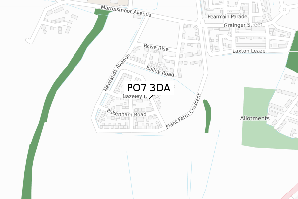 PO7 3DA map - large scale - OS Open Zoomstack (Ordnance Survey)