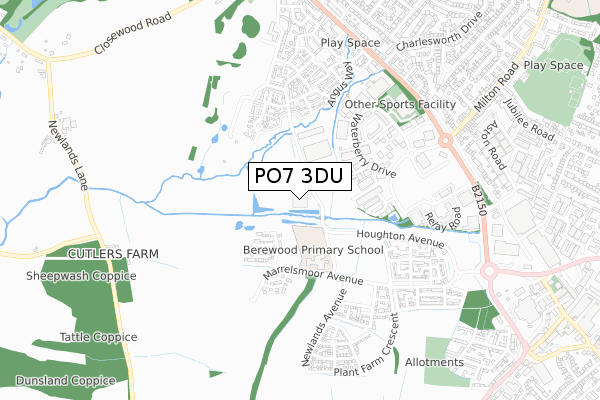 PO7 3DU map - small scale - OS Open Zoomstack (Ordnance Survey) PO7 3DU map - small scale - OS Open Zoomstack (Ordnance Survey)