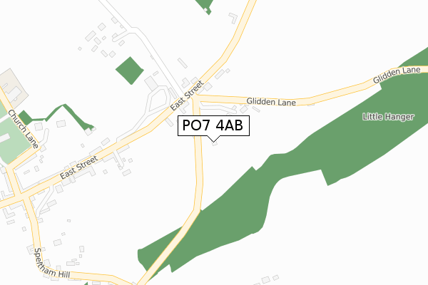 PO7 4AB map - large scale - OS Open Zoomstack (Ordnance Survey)