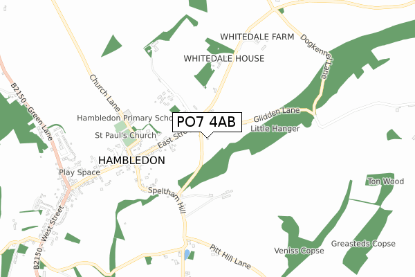 PO7 4AB map - small scale - OS Open Zoomstack (Ordnance Survey)