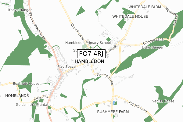 PO7 4RJ map - small scale - OS Open Zoomstack (Ordnance Survey)