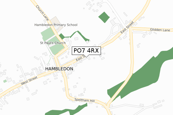 PO7 4RX map - large scale - OS Open Zoomstack (Ordnance Survey)
