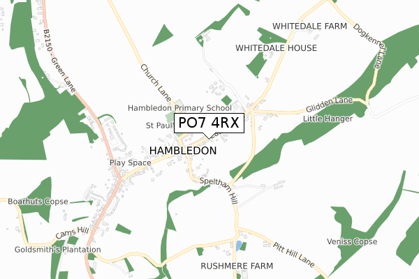 PO7 4RX map - small scale - OS Open Zoomstack (Ordnance Survey)