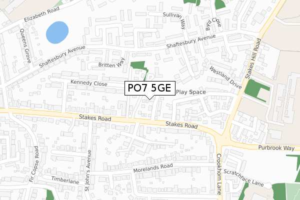 PO7 5GE map - large scale - OS Open Zoomstack (Ordnance Survey)
