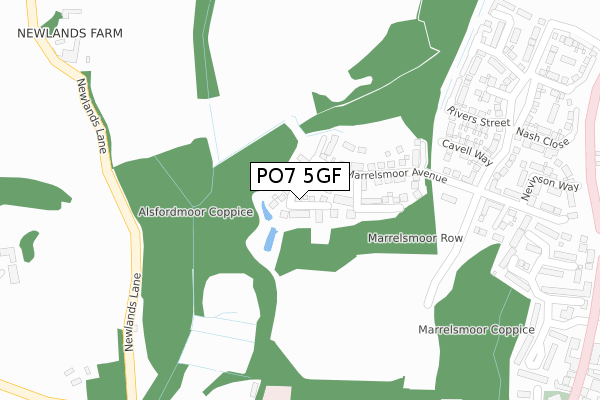 PO7 5GF map - large scale - OS Open Zoomstack (Ordnance Survey)